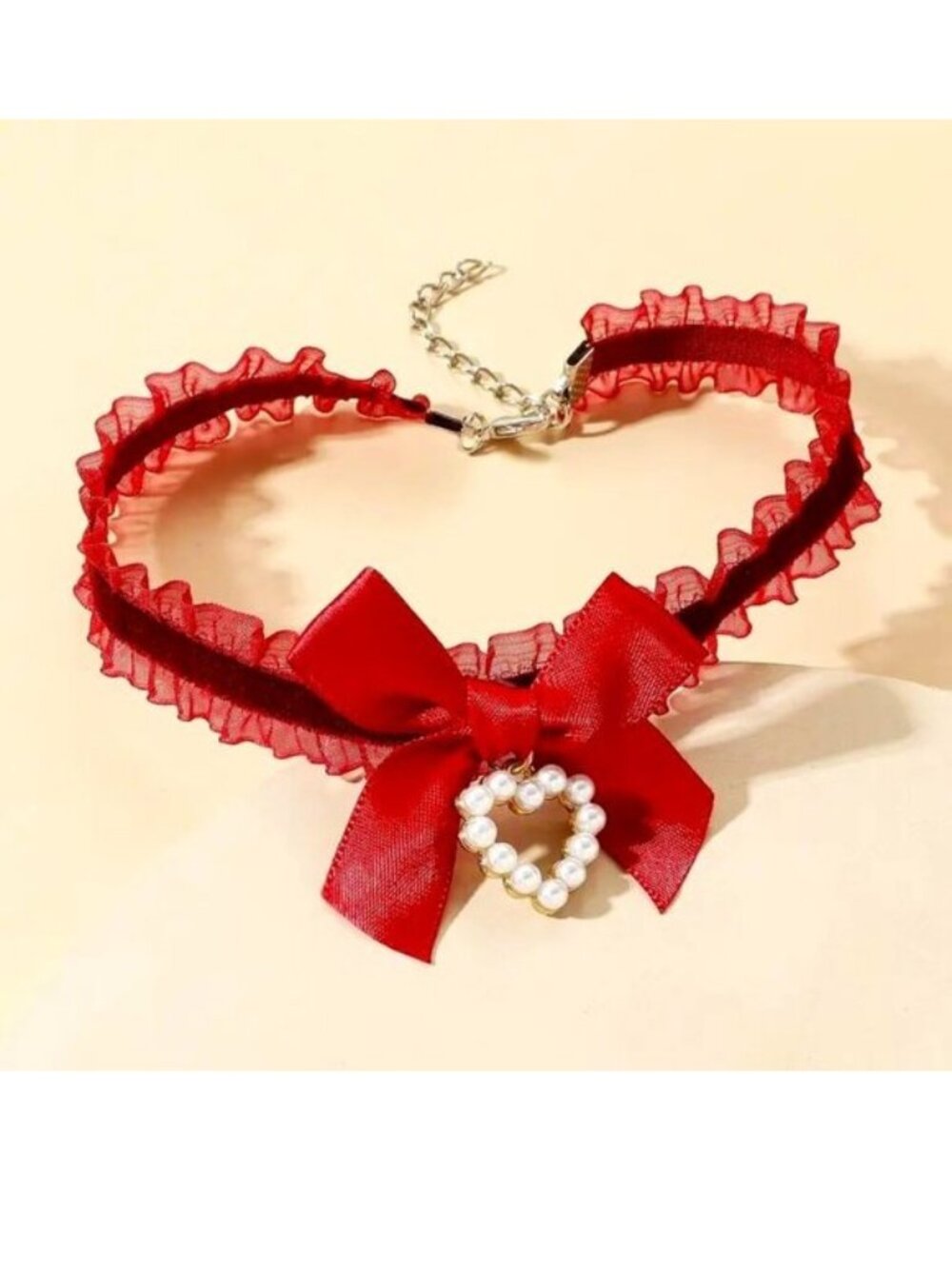Choker Necklace Collar Lace Sexy Bow Pearl Heart Scene Rave Costume Glam Stylish